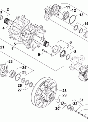 DRIVE TRAIN SHAFTS AND BRAKE ASSEMBLIES