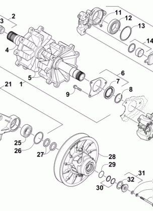 DRIVE TRAIN SHAFTS AND BRAKE ASSEMBLIES