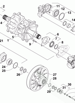 DRIVE TRAIN SHAFTS AND BRAKE ASSEMBLIES