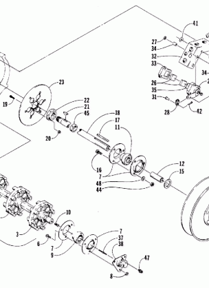 DRIVE TRAIN SHAFTS AND BRAKE ASSEMBLIES