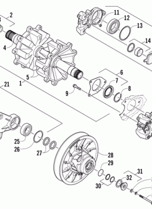 DRIVE TRAIN SHAFTS AND BRAKE ASSEMBLIES