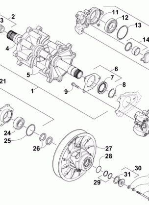 DRIVE TRAIN SHAFTS AND BRAKE ASSEMBLIES