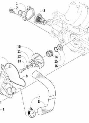 WATER PUMP AND THERMOSTAT