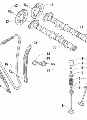 CAMSHAFT CHAIN AND VALVE ASSEMBLY