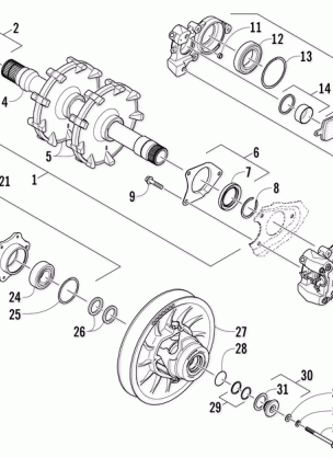 DRIVE TRAIN SHAFTS AND BRAKE ASSEMBLIES