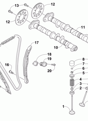 CAMSHAFT CHAIN AND VALVE ASSEMBLY