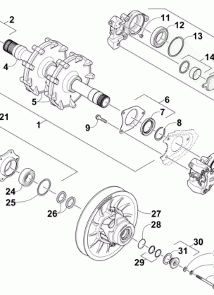 DRIVE TRAIN SHAFTS AND BRAKE ASSEMBLIES