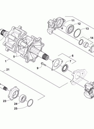 DRIVE TRAIN SHAFTS AND BRAKE ASSEMBLIES