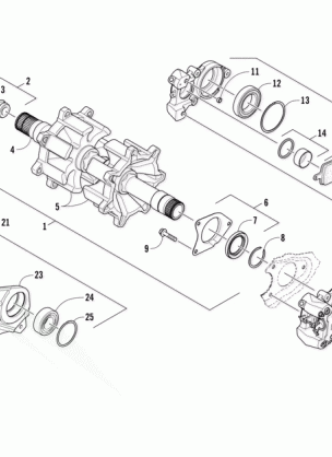 DRIVE TRAIN SHAFTS AND BRAKE ASSEMBLIES