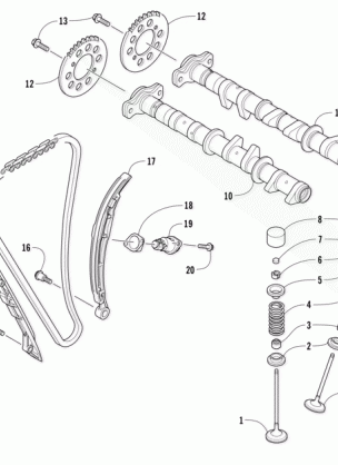 CAMSHAFT CHAIN AND VALVE ASSEMBLY