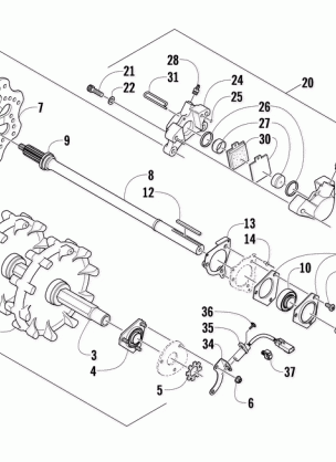 DRIVE TRAIN SHAFT AND BRAKE ASSEMBLIES