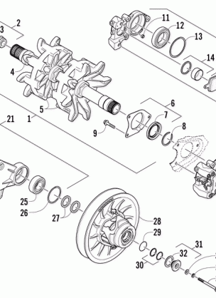 DRIVE TRAIN SHAFTS AND BRAKE ASSEMBLIES