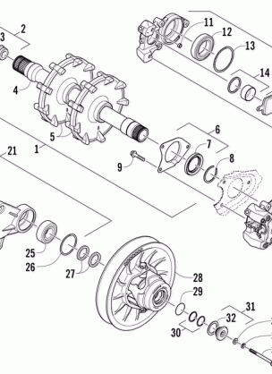 DRIVE TRAIN SHAFTS AND BRAKE ASSEMBLIES