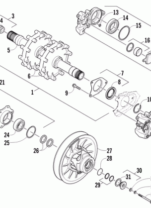 DRIVE TRAIN SHAFTS AND BRAKE ASSEMBLIES