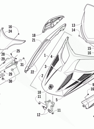 HOOD WINDSHIELD AND FRONT BUMPER ASSEMBLY