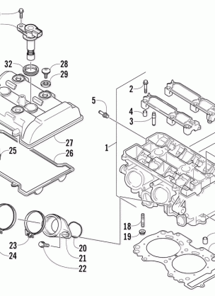 CYLINDER HEAD AND INTAKE FLANGE ASSEMBLY