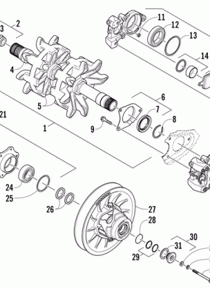 DRIVE TRAIN SHAFTS AND BRAKE ASSEMBLIES