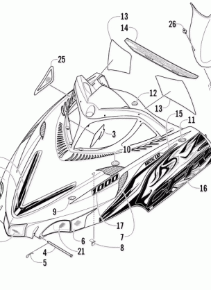 HOOD AND WINDSHIELD ASSEMBLY