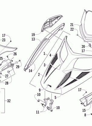 HOOD WINDSHIELD AND FRONT BUMPER ASSEMBLY