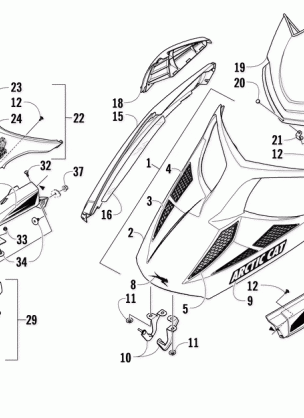 HOOD WINDSHIELD AND FRONT BUMPER ASSEMBLY