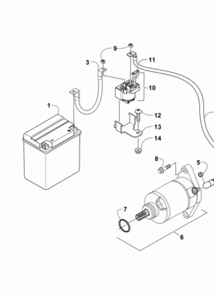 BATTERY AND STARTER ASSEMBLY