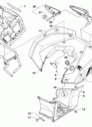 REAR RACK BODY PANEL FOOTWELL AND TAILLIGHT ASSEMBLIES