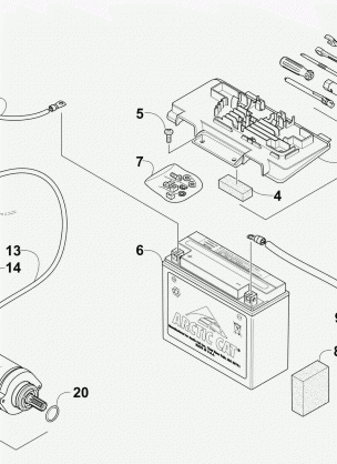 BATTERY AND STARTER ASSEMBLY