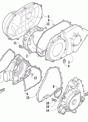 CLUTCH / V-BELT / MAGNETO COVER ASSEMBLY