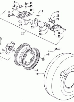 REAR WHEELS AND BRAKE ASSEMBLY