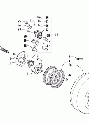 REAR WHEELS AXLE AND BRAKE ASSEMBLY