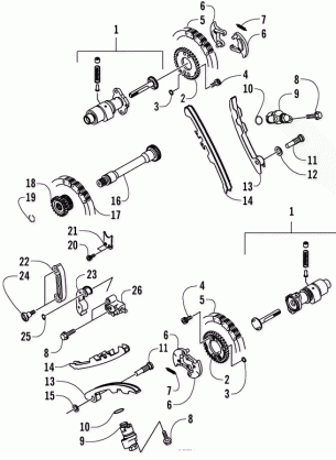 CAMSHAFTS / TENSIONER ASSEMBLY