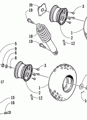 WHEEL TIRE AND SUSPENSION ASSEMBLY