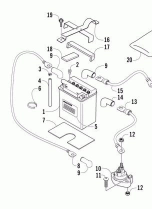 BATTERY AND SOLENOID ASSEMBLY