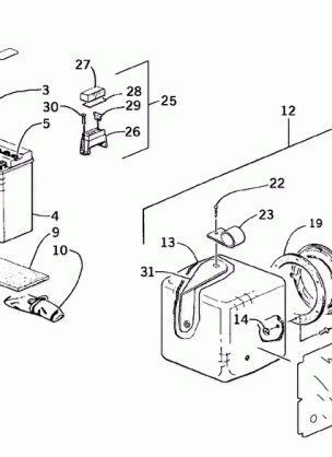 STORAGE BOX AND BATTERY ASSEMBLY