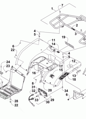 REAR BODY RACK AND TAILLIGHT ASSEMBLY