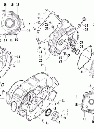 CLUTCH / DRIVE BELT / MAGNETO COVER ASSEMBLY