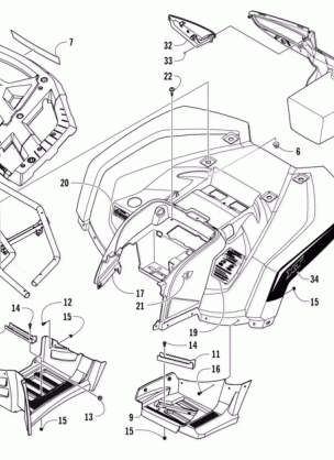 REAR RACK BODY PANEL FOOTWELL AND TAILLIGHT ASSEMBLIES