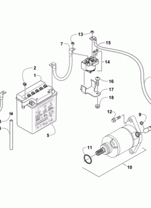 BATTERY AND STARTER ASSEMBLY