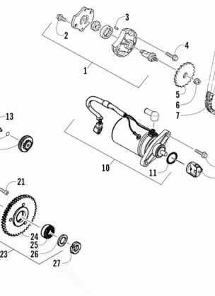 STARTER MOTOR AND OIL PUMP ASSEMBLY