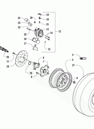 REAR WHEELS AXLE AND BRAKE ASSEMBLY