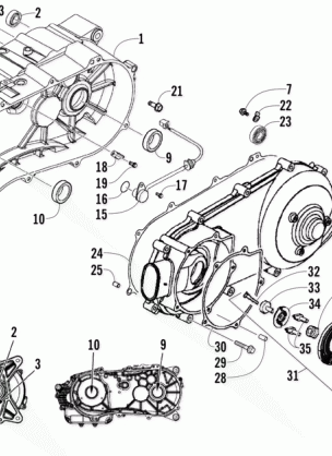 LEFT CRANKCASE COVER AND RECOIL ASSEMBLY