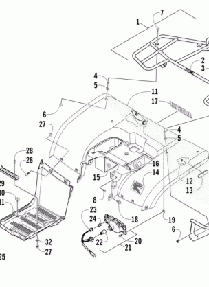 REAR BODY RACK AND TAILLIGHT ASSEMBLY