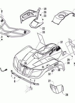 FRONT RACK BODY PANEL AND HEADLIGHT ASSEMBLIES