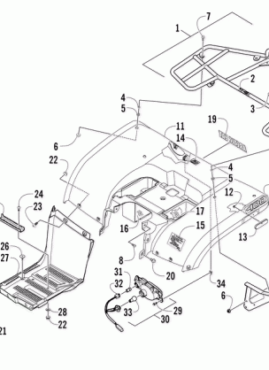 REAR BODY RACK AND TAILLIGHT ASSEMBLY