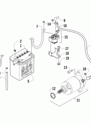 BATTERY AND STARTER ASSEMBLY