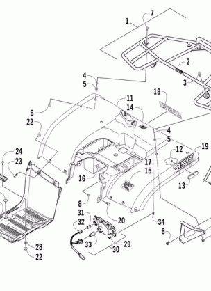 REAR BODY RACK AND TAILLIGHT ASSEMBLY