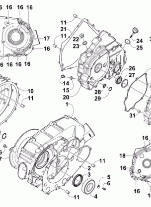 CLUTCH / DRIVE BELT / MAGNETO COVER ASSEMBLY