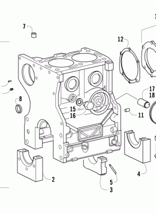 CRANKCASE CRANKSHAFT SUPPORT AND OIL FILTER ASSEMBLIES