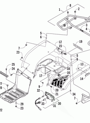 REAR BODY RACK AND TAILLIGHT ASSEMBLY