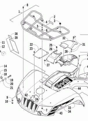 FRONT RACK BODY PANEL AND HEADLIGHT ASSEMBLIES